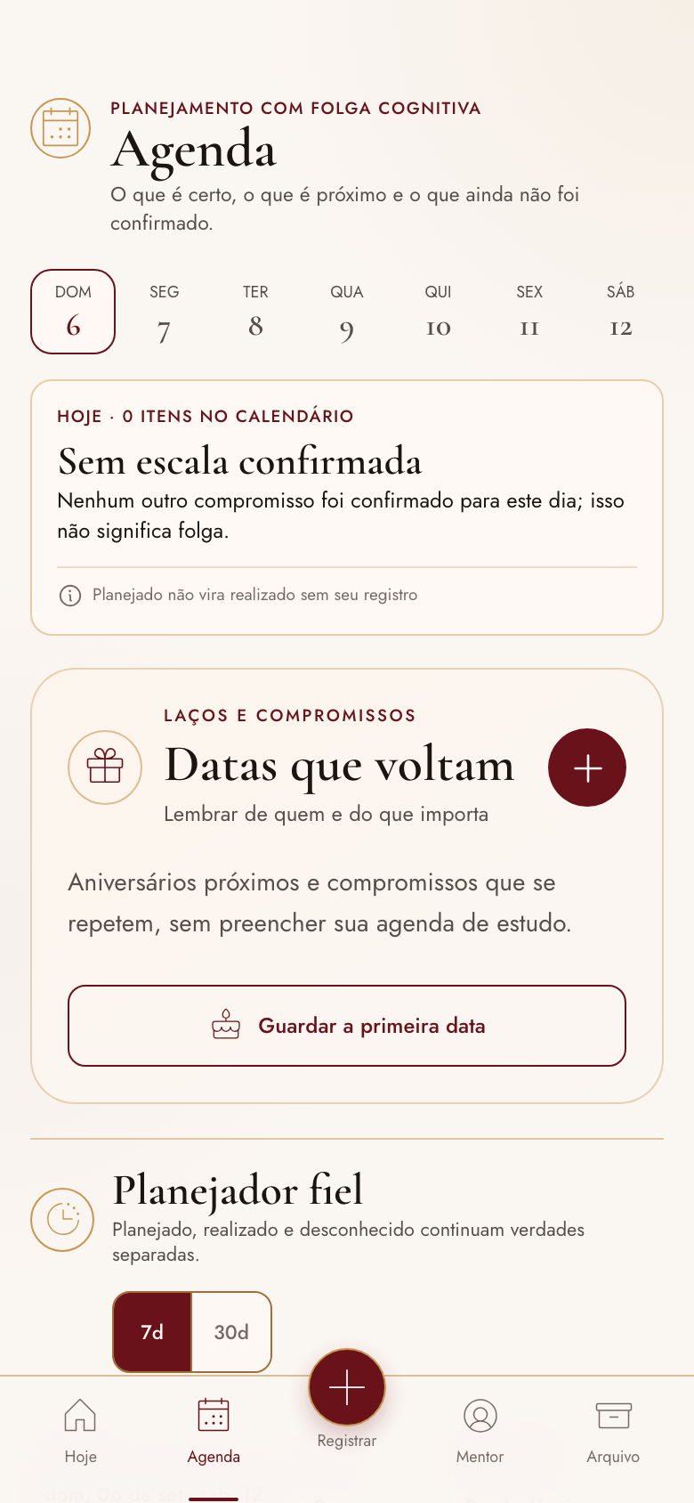 Aba Agenda do Mentor